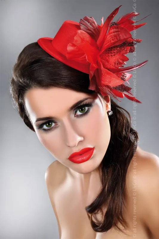 Червен аксесоар за коса Livco Corsetti Mini top hat 23